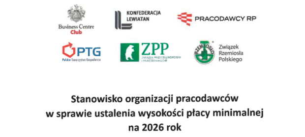 Stanowisko organizacji pracodawców w sprawie ustalenia wysokości płacy minimalnej na 2026 rok